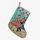 ウェスタンスクエア踊りカップルのクリスマスダンス スモールクリスマスストッキング (正面 (吊り時))