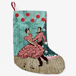 ウェスタンスクエア踊りカップルのクリスマスダンス スモールクリスマスストッキング