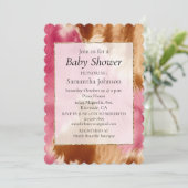 ウェスタンスタイリッシュピンククリーム金ゴールド女性のカーボーイ牛革 招待状 (スタンド正面)