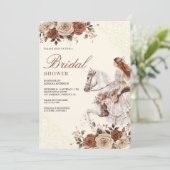 ウェスタンスタイルのカウガールが馬に乗ったままウェディングシャワーの招待状 招待状 (スタンド正面)