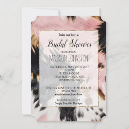 ウェスタンスタイルのカウガール ピンク ブラック ホワイト ゴールド 牛革 招待状