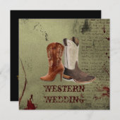 ウェスタンスタイルのカントリーウエディングでおしゃれなブーツを履いて結婚式 招待状 (正面/裏面)