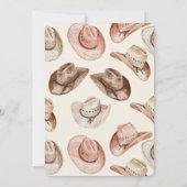 ウェスタンスタイルのピンククリーム色コーガールハット ブライダルシャワー 招待状 (裏面)