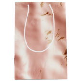 ウェスタンスタイルのブッシュピンクのフェイクカウハイド ブライダルシャワー ミディアムペーパーバッグ (正面)