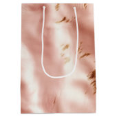 ウェスタンスタイルのブッシュピンクのフェイクカウハイド ブライダルシャワー ミディアムペーパーバッグ (裏面)