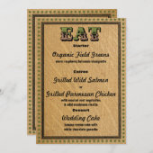 ウェスタンスタイルのレセプションパーティー Dinner Menu メニュー (正面/裏面)