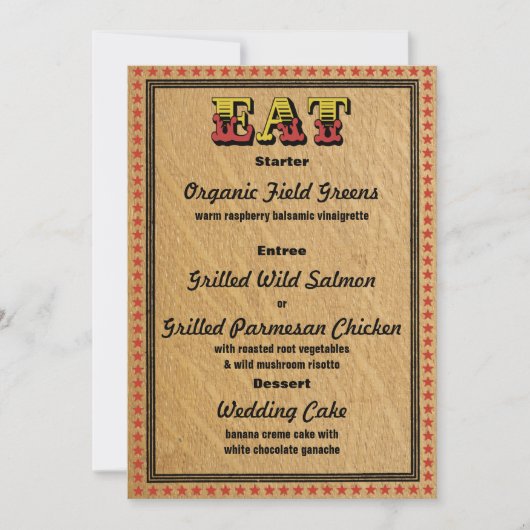 ウェスタンスタイルのレセプションパーティー Dinner Menu 招待状 (正面)