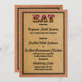 ウェスタンスタイルのレセプションパーティ・ディナーメニュー 招待状 (正面/裏面)