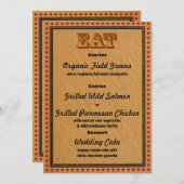 ウェスタンスタイルのレセプションパーティ・ディナーメニュー 招待状 (正面/裏面)