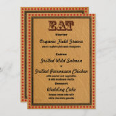 ウェスタンスタイルのレセプション パーティー ディナーメニュー 招待状 (正面/裏面)