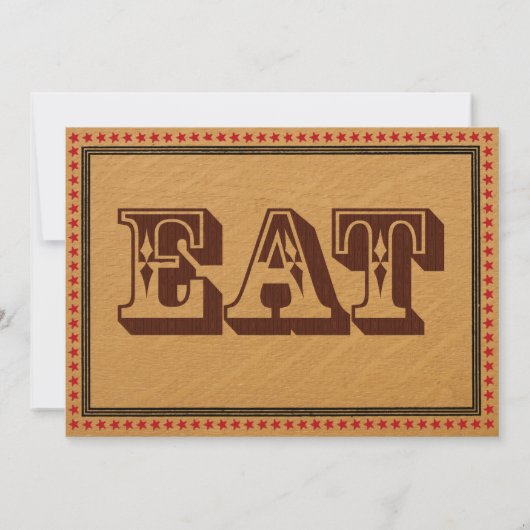 ウェスタンスタイルのレセプション パーティー ディナーメニュー 招待状 (裏面)