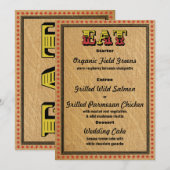 ウェスタンスタイルのレセプション パーティー ディナーメニュー 招待状 (正面/裏面)