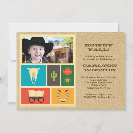 ウェスタンスタイルの写真招待状 招待状 (正面)