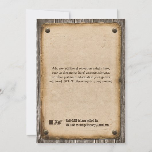 ウェスタンスタイルウェディングレセプション招待状 招待状 (裏面)