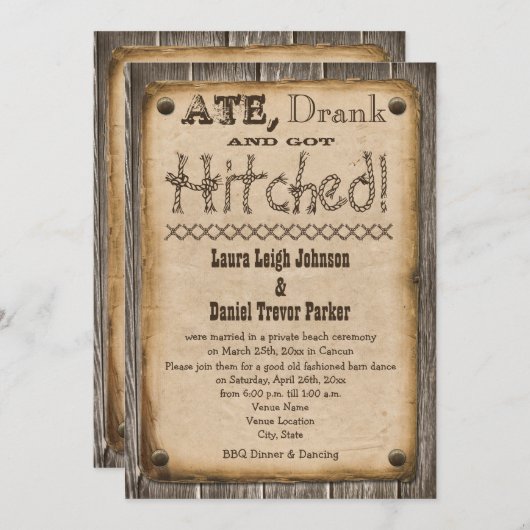 ウェスタンスタイルウェディングレセプション招待状 招待状 (正面/裏面)