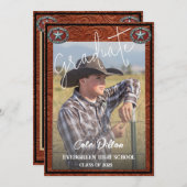 ウェスタンスタイルカウボーイフォト卒業招待状 サンキューカード (正面/裏面)