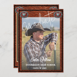 ウェスタンスタイルカウボーイフォト卒業招待状 サンキューカード