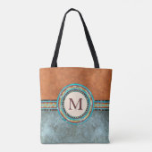 ウェスタンスタイルターコイズ&オレンジ トートバッグ (裏面)