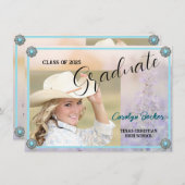 ウェスタンスタイル女性のカーボーイフォトグラードアナウンスメントカード 案内状 (正面/裏面)