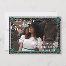 ウェスタンスタイル女性のカーボーイフォトフラット発表カード 案内状