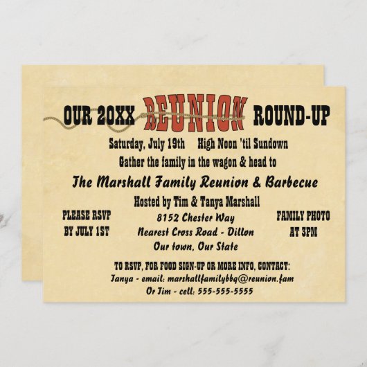 ウェスタンスタイル懇親会招待状 招待状 (正面/裏面)