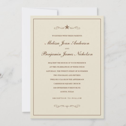 ウェスタンスター結婚式招待状と縁ど一緒に 招待状 (正面)