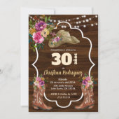 ウェスタンスペインのカウボーイカラフルフローラ誕生日 招待状 (正面)