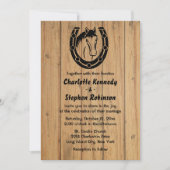 ウェスタンズ結婚ホースカントリーブラウンウッドホースシュー 招待状 (正面)