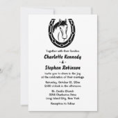 ウェスタンズ結婚ホースカントリーホースシューブラック 招待状 (正面)