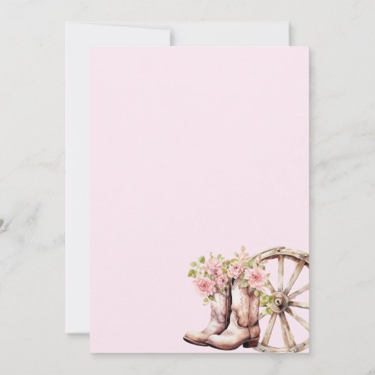 ウェスタンセカンドロデオボーズピンク女性のカーボーイ誕生日 招待状 (裏面)
