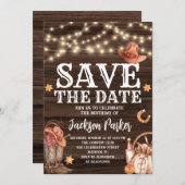 ウェスタンセーブ・ザ・デイト誕生日カントリー誕生日 招待状 (正面/裏面)