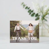 ウェスタンタイポグラフィ結婚フォトの感謝 ポストカード (スタンド正面)