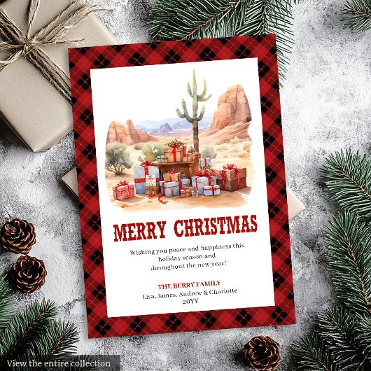 ウェスタンタターンプリントの田舎風クリスマスカード シーズンカード