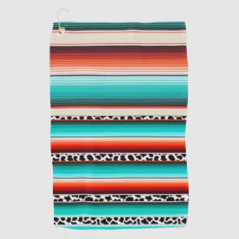 ウェスタンターコイズテラコッタストライププリント ゴルフタオル