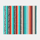 ウェスタンターコイズテラコッタストライププリント フリースブランケット (正面(横))