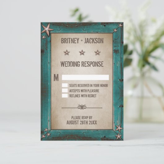 ウェスタンターコイズバーンワッド結婚式の出欠確認カード 出欠カード (スタンド正面)