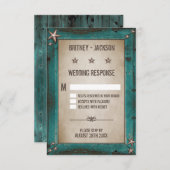ウェスタンターコイズバーンワッド結婚式の出欠確認カード 出欠カード (正面/裏面)