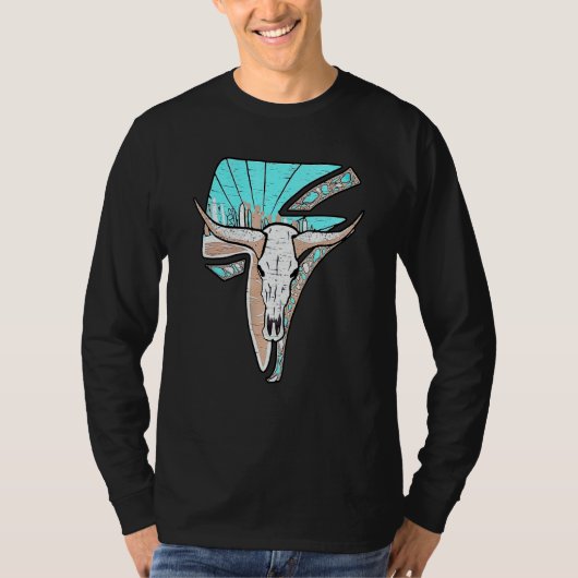 ウェスタンターコイズロデオクイーン稲妻カウスカル Tシャツ (正面)