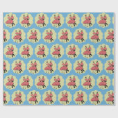 ウェスタンダンスカップル広場踊りレッドコーディネート ラッピングペーパー (フラット)