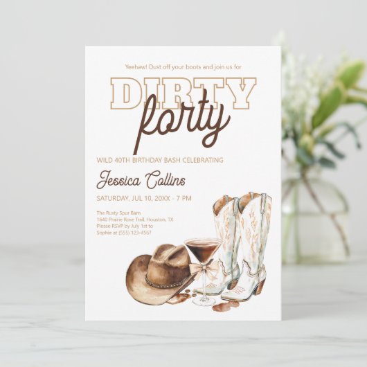 ウェスタンダーティフォーカントリー40歳の誕生日パーティー 招待状 (スタンド正面)