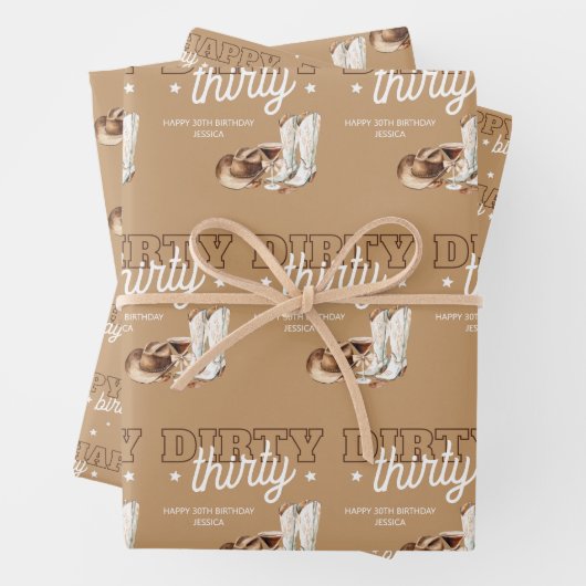 ウェスタンダーティ30歳女性のカーボーイ30歳パーティー ラッピングペーパーシート (インサイチュ)
