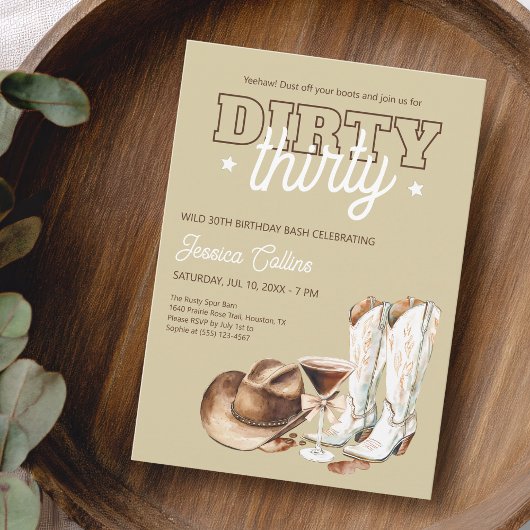 ウェスタンダーティ30歳女性のカーボーイ30歳パーティー 招待状