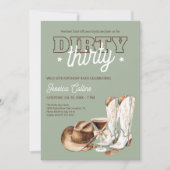 ウェスタンダーティ30歳女性のカーボーイ30歳パーティー 招待状 (正面)