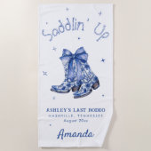 ウェスタンチャイニーズスタイルでサドルを組んで独身最後の女祭り ビーチタオル (正面)