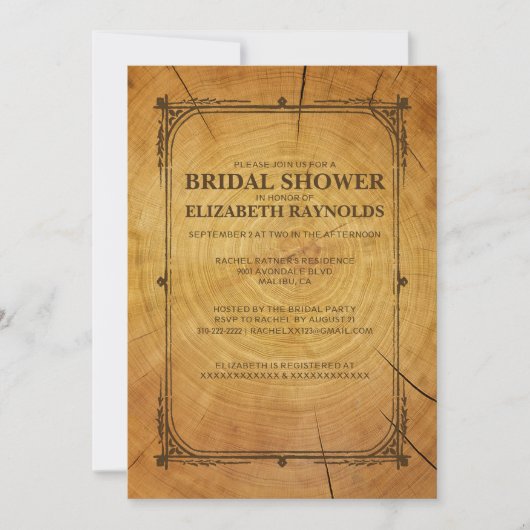 ウェスタンツリーリングや輪ブライダルシャワー招待状 招待状 (正面)