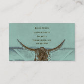 ウェスタンティール(緑がかった色)ブラウンカントリーブルカウカウズスカルバーン 名刺 (裏面)