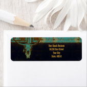 ウェスタンティール(緑がかった色)ブラウン金ゴールド素朴ヴィンテージブルスカル ラベル (インサイチュ)