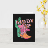 ウェスタンテキサス州ギディアップ女性のカーボーイカウボーイブーツサボテン カード (黄色い花)