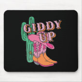 ウェスタンテキサス州ギディアップ女性のカーボーイカウボーイブーツサボテン マウスパッド (正面)