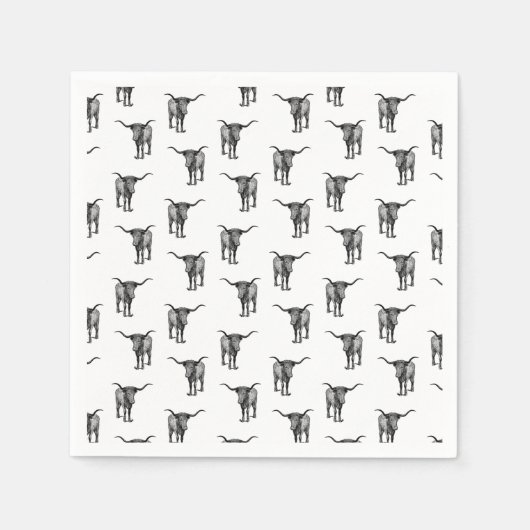 ウェスタンテキサス州ロングブカスタムルBGカラー スタンダードカクテルナプキン (正面)